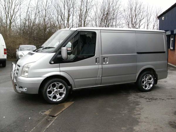 Full respray of a Ford Transit commercial van, finished in our low-bake oven for a durable trade finish.