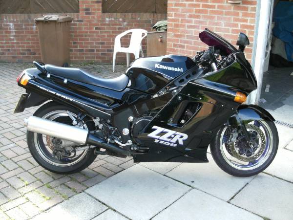 Respray of a Kawasaki ZZR motorcycle, finished in our low-bake oven.